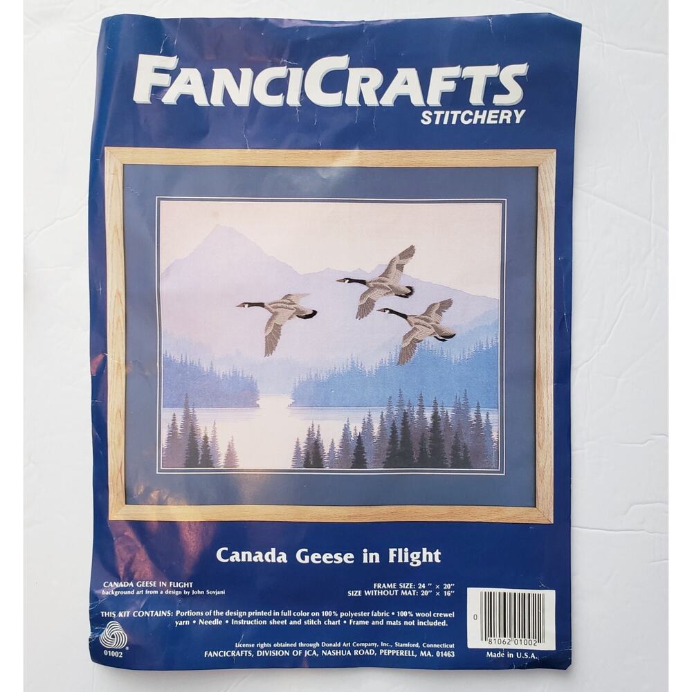 Vintage FanciCraft Canada Geese in Flight Cross Stitch‎ Complete Kit
